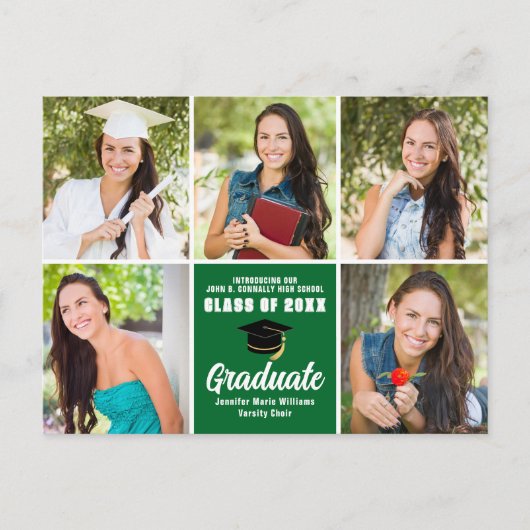 Groen Afstuderen Foto Collage Modern Afstuderen Briefkaart (Voorkant)