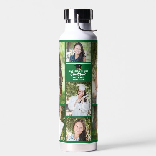 Groen Afstuderen Foto Collage Modern Afstuderen Waterfles (Links)