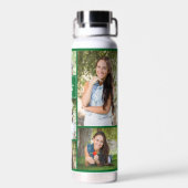 Groen Afstuderen Foto Collage Modern Afstuderen Waterfles (Achterkant)