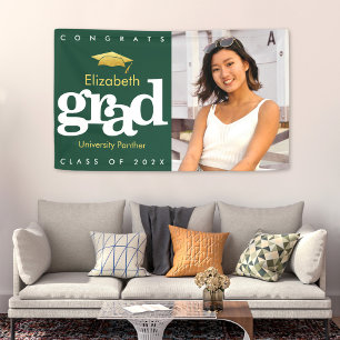 Groen afstuderen foto goud pet eenvoudig vet moder spandoek