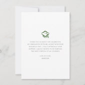Groen Afstuderen Foto Modern Elegant Script Heart Bedankkaart (Achterkant)