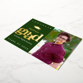 Groen afstuderen foto modern vet pet echt goud folie uitnodiging (Gedraaid)