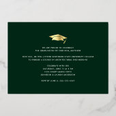 Groen afstuderen foto modern vet pet echt goud folie uitnodiging (Achterkant)