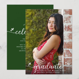 Groen Afstuderen Foto Moderne Kalligrafie Harten Aankondiging