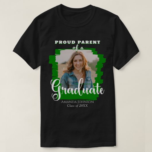 Groen Afstuderen Foto Trots Ouder Afstuderen T-shirt (Design voorkant)