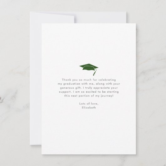 Groen afstuderen foto vet typografie modern bedankkaart (Achterkant)