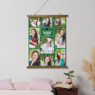 Groen Afstuderen Fotocollage Keepsake Hangend Wandkleed