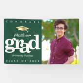 Groen afstuderen fotogoud pet moderne gedurfde sim spandoek (Horizontaal)