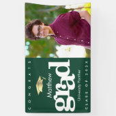 Groen afstuderen fotogoud pet moderne gedurfde sim spandoek (Verticaal)