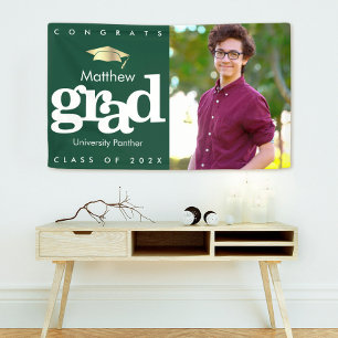 Groen afstuderen fotogoud pet moderne gedurfde sim spandoek
