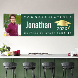 Groen afstuderen fotogoud pet moderne gedurfde sim spandoek