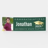 Groen afstuderen fotogoud pet moderne gedurfde sim spandoek (Horizontaal)