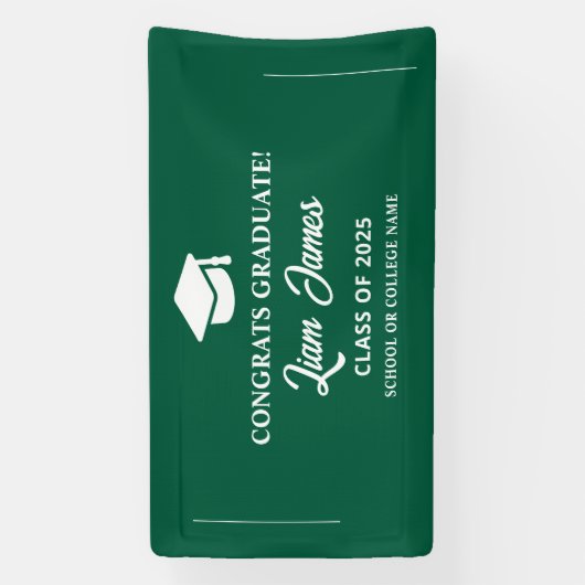 Groen afstuderen Gefeliciteerd met je afstuderen Spandoek (Verticaal)