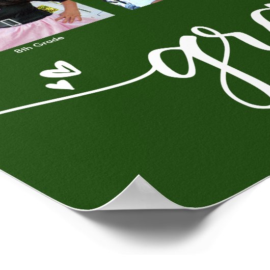 Groen Afstuderen K-12 Fotocollage Modern Script Poster (Hoek)