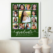 Groen Afstuderen K-12 Fotocollage Modern Script Poster