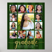 Groen Afstuderen K-12 Photo Collage Gold Script Poster (Voorkant)