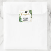 Groen Afstuderen Modern Goud Geometrisch Vierkante Sticker (Tas)