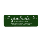 Groen Afstuderen Script Harten Vet Modern Adres Etiket (Voorkant)