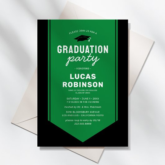 Groen Afstuderen Stole Sash Graduation Party Kaart
