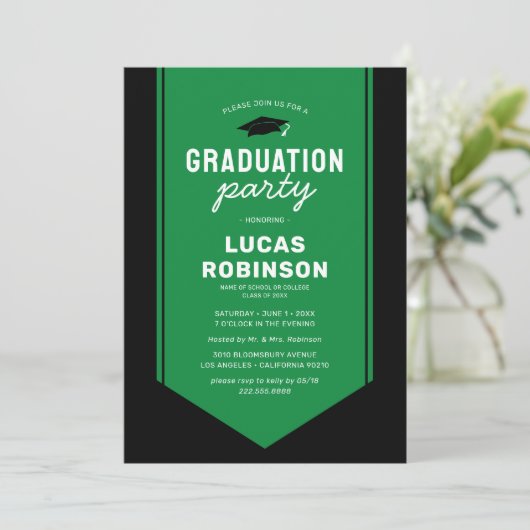 Groen Afstuderen Stole Sash Graduation Party Kaart (Staand voorkant)
