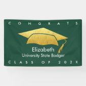 Groen Afstuderen Vet Modern Eenvoudig Goud Pet Spandoek (Horizontaal)