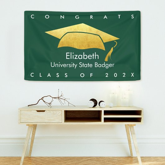 Groen Afstuderen Vet Modern Eenvoudig Goud Pet Spandoek