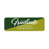 Groen Afstuderen Vet Script Eenvoudig Modern Adres Etiket (Voorkant)