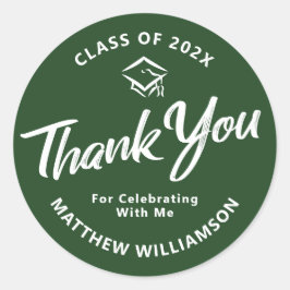 Groen Afstuderen Vet Script Pet Bedankt Modern Ronde Sticker