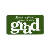 Groen afstuderen vet typografie modern adres etiket (Voorkant)