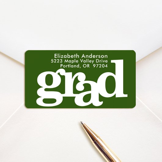 Groen afstuderen vet typografie modern adres etiket