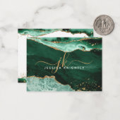 Groen agate Geode Gold Glitter Monogram Script Notitiekaartje (Voorkant / Achterkant in situ)