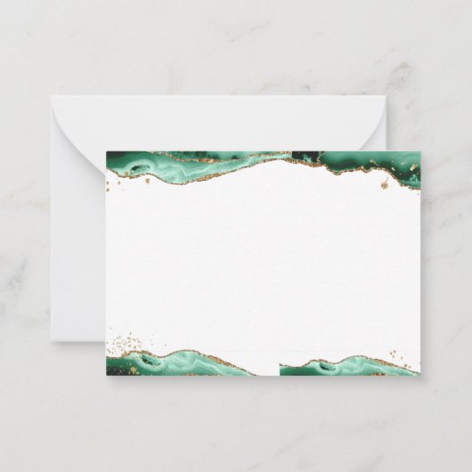 Groen agate Geode Gold Glitter Monogram Script Notitiekaartje (Achterkant)