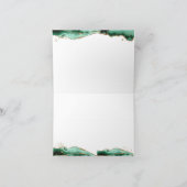 Groen agate Geode Gold Glitter Monogram Script Notitiekaartje (Binnen)