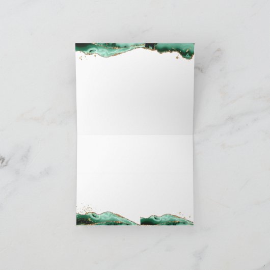 Groen agate Geode Gold Glitter Monogram Script Notitiekaartje (Binnen)