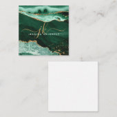 Groen Agate Geode Gold Glitter Script Monogram Notitiekaartje (Voorkant / Achterkant)