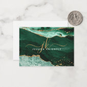 Groen Agate Geode Gold Glitter Script Monogram Notitiekaartje (Voorkant / Achterkant in situ)