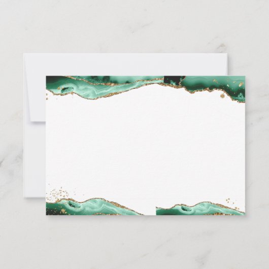 Groen Agate Geode Gold Glitter Script Monogram Notitiekaartje (Achterkant)