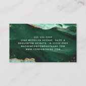 Groen Agate Gold Glitter-script monogram Visitekaartje (Achterkant)