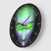 Groen Alien Gezicht Grote Klok (Hoek)