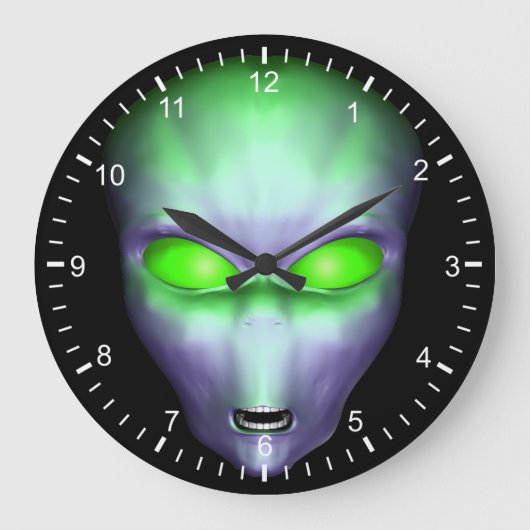 Groen Alien Gezicht Grote Klok (Voorkant)