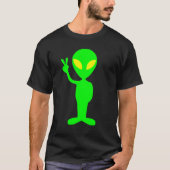 GROEN ALIEN GRAPPIG VREDE TEKEN T-SHIRT T-SHIRTS (Voorkant)
