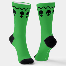 Groen Alien Hoofd Buitenaards Wezen  Sokken