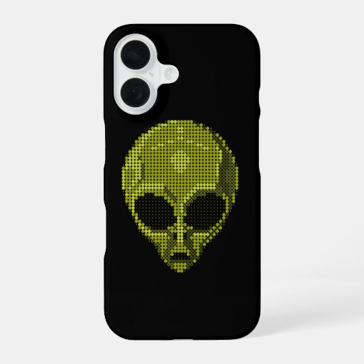Groen Alien Hoofd iPhone 16 Hoesje (Achterkant)