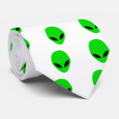 Groen Alien Hoofd patroon Stropdas (Opgerold)