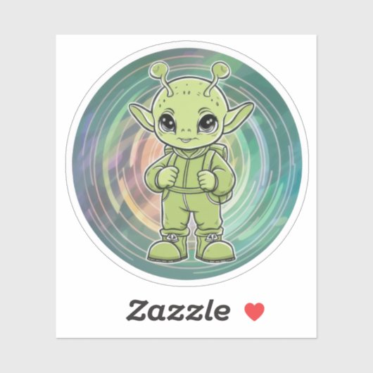 Groen Alien Kind Sticker (Vel)