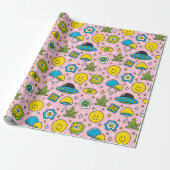 Groen Alien Wrapping Paper Cadeaupapier (Uitgerold)