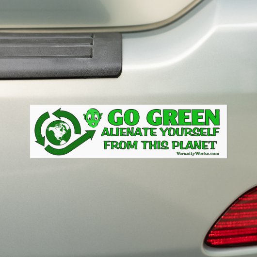 Groen. Alienate Yourself van deze planeet Bumpersticker (Op auto)