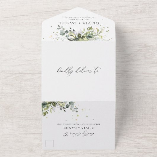 Groen Alles in een bruiloft uitnodiging (Buitenkant)