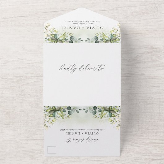 Groen Alles in een bruiloft uitnodiging (Buitenkant)