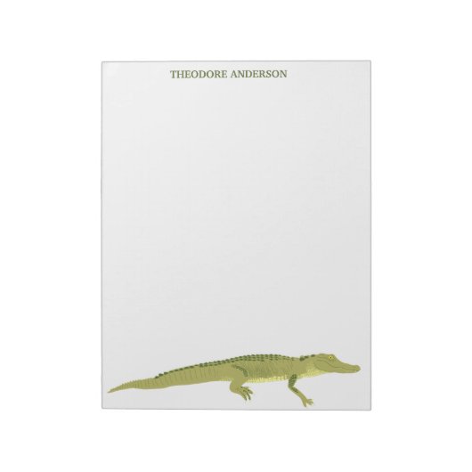 Groen alligator, speciaal schrijfpapier notitieblok (Linkerzijde)